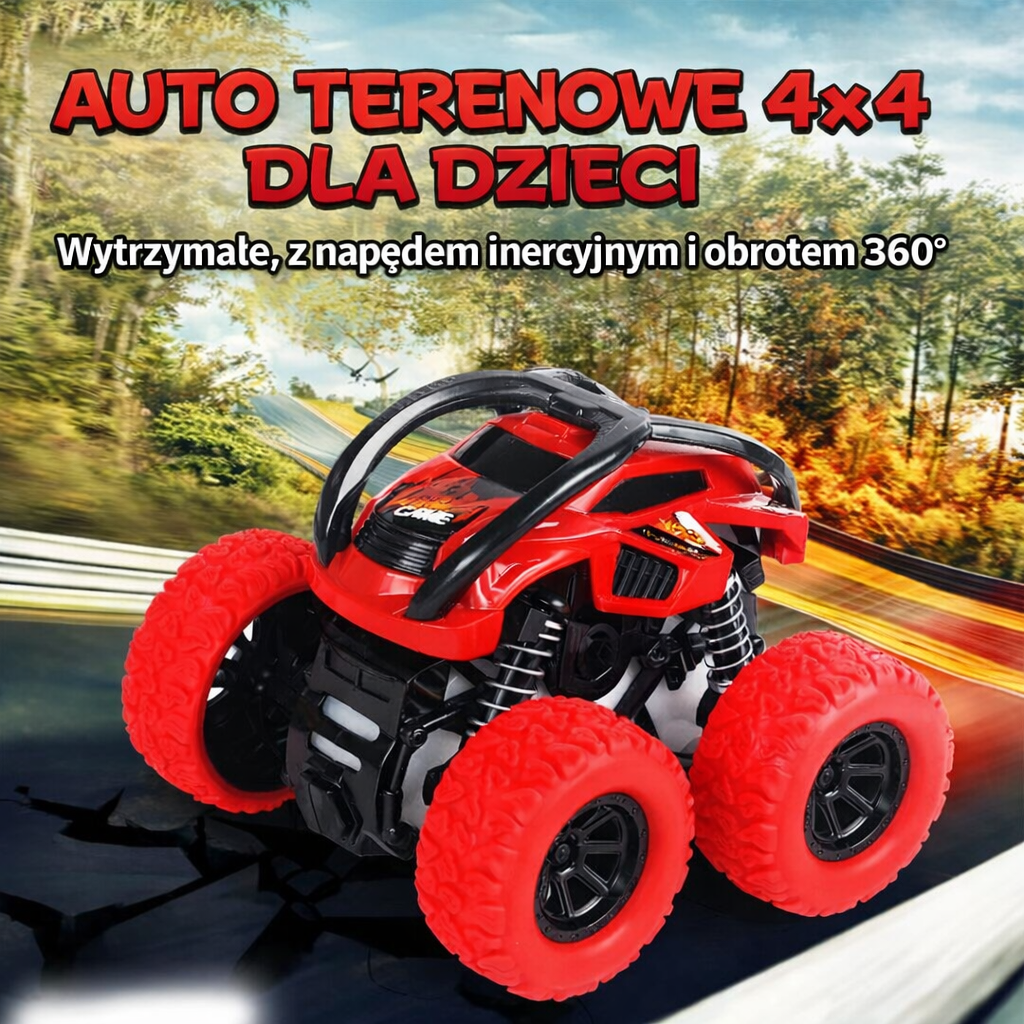 Auto terenowe 4x4 dla dzieci – wytrzymałe, z napędem inercyjnym i obrotem 360° 🚗🔥